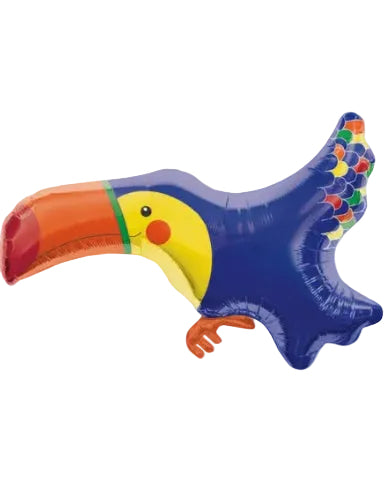 Colorful toucan-shaped balloon on a white background
