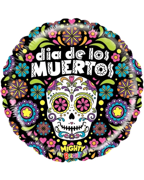 21" Mighty Bright Dia De Los Muertos Foil Balloons