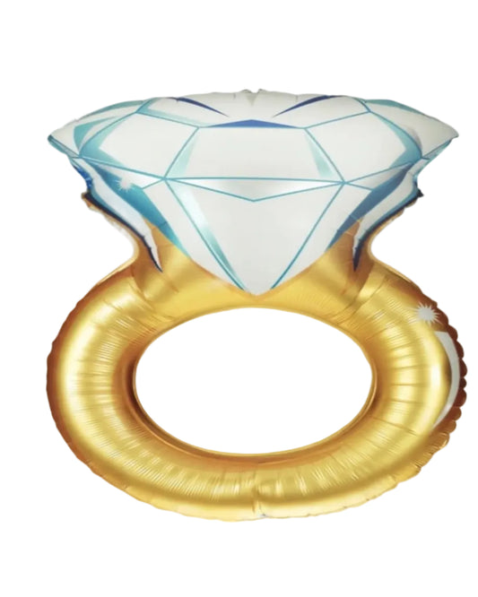 Balloon shaped like a diamond ring on a white background