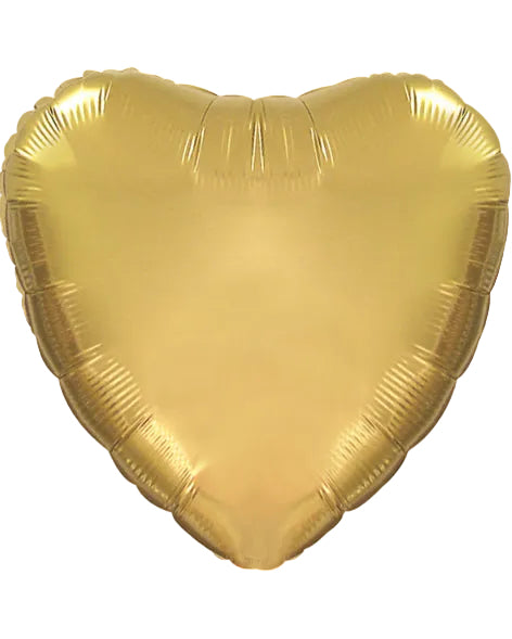 Gold heart-shaped balloon on a white background