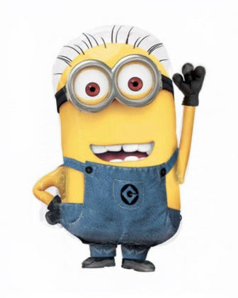 Yellow minion character from the Despicable Me franchise on a white background