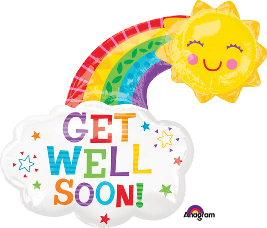 Get Well Soon Happy Rainbow Foil Balloon