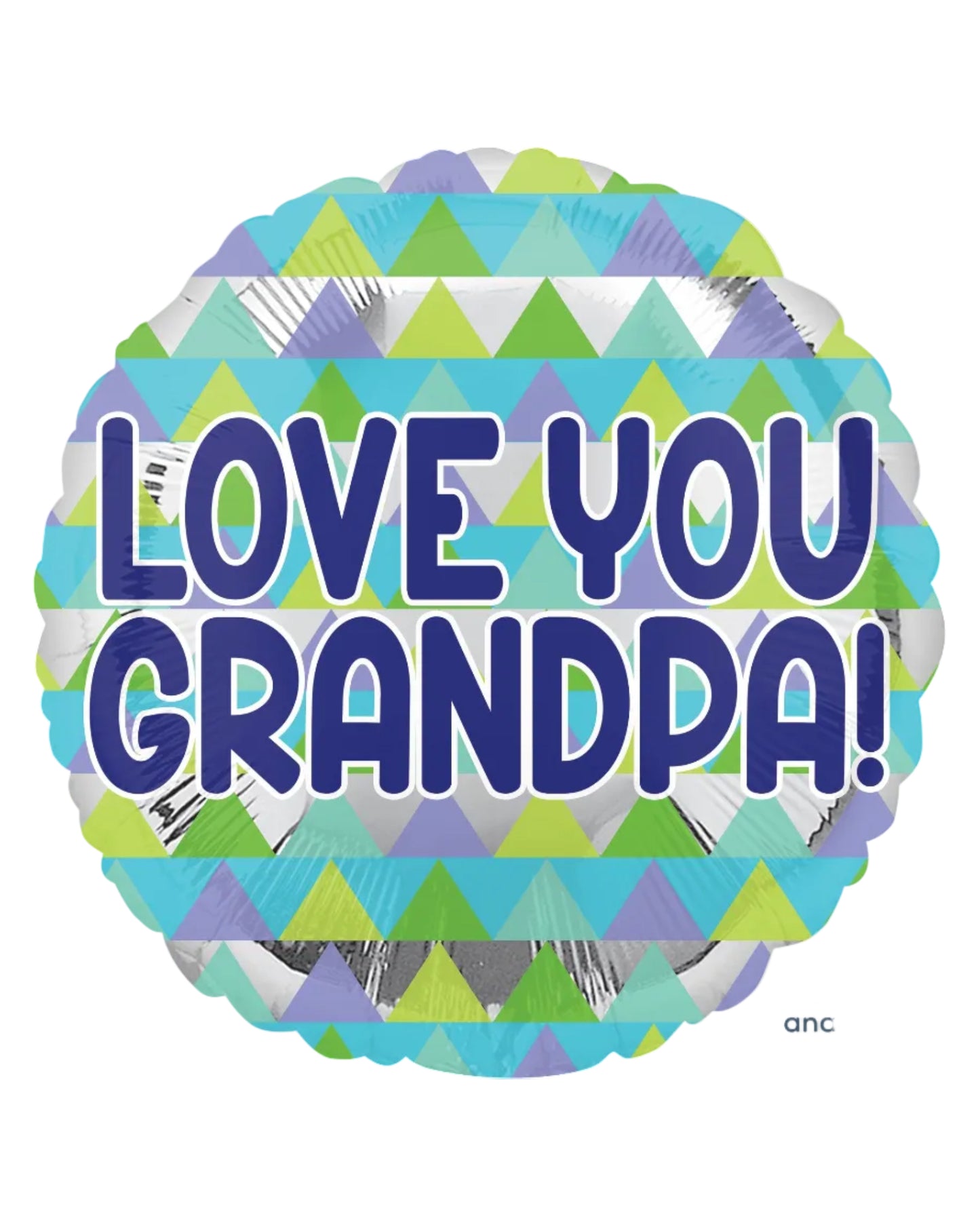 Balloon with 'Love You Grandpa!' text and geometric pattern