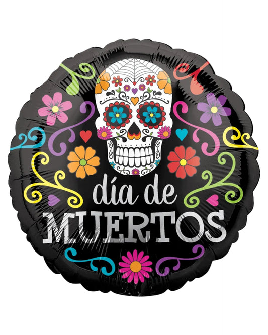 18" Colorful Dia De Muertos Foil Balloon