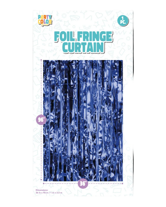36x96"Blue Foil Fringe Tinsel Curtain Backdrop