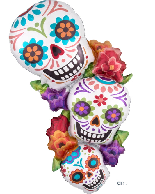 38" Jumbo Stacking Sugar Skulls Foil Balloon