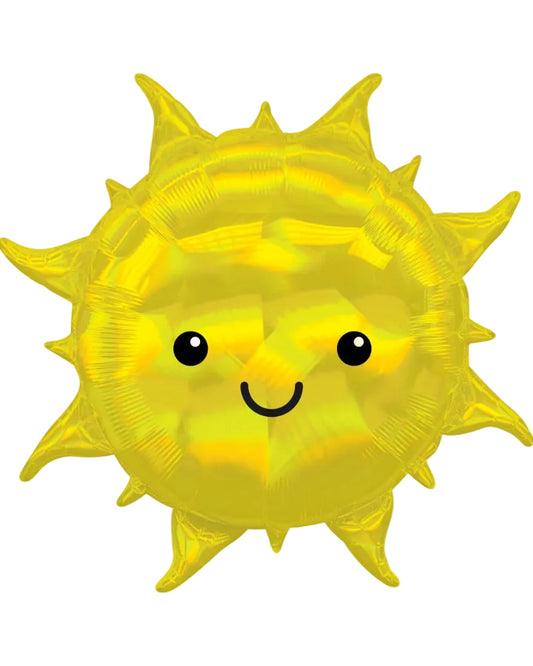 Yellow sun-shaped balloon with a smiley face on a white background, featuring the Anagram logo.