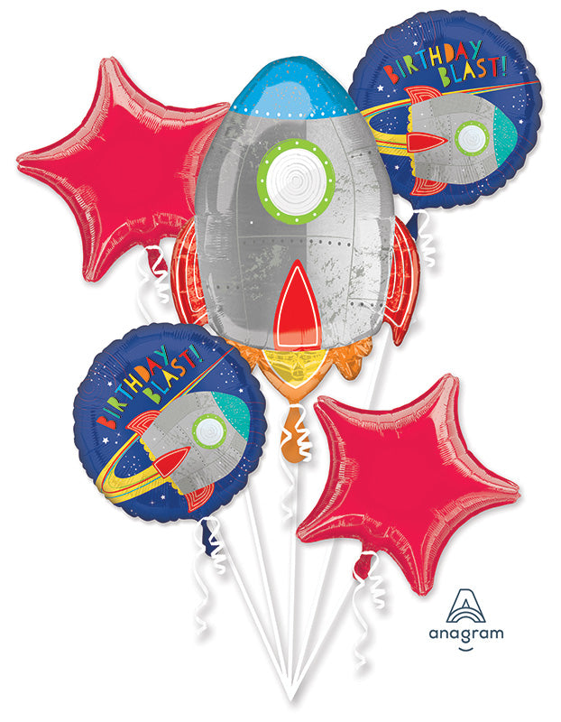 Blast Off Birthday Foil Balloon Bouquet