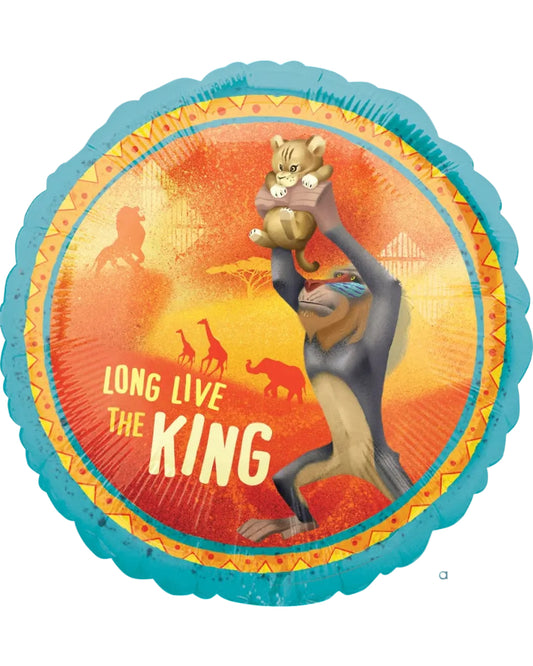 Decorative balloon with a lion holding a cub and 'Long Live the King' text, featuring the Anagram logo.