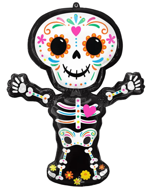 34"Day Of The Dead Skeleton Foil Balloon