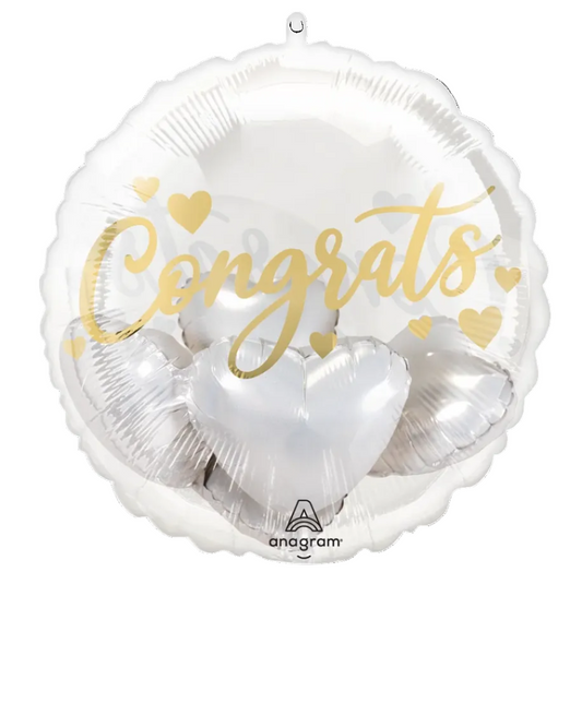 White balloon with gold 'Congrats' text and hearts, featuring Anagram logo.