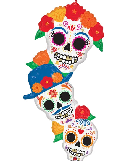 41" Day Of The Dead Bright Flores Foil Balloon