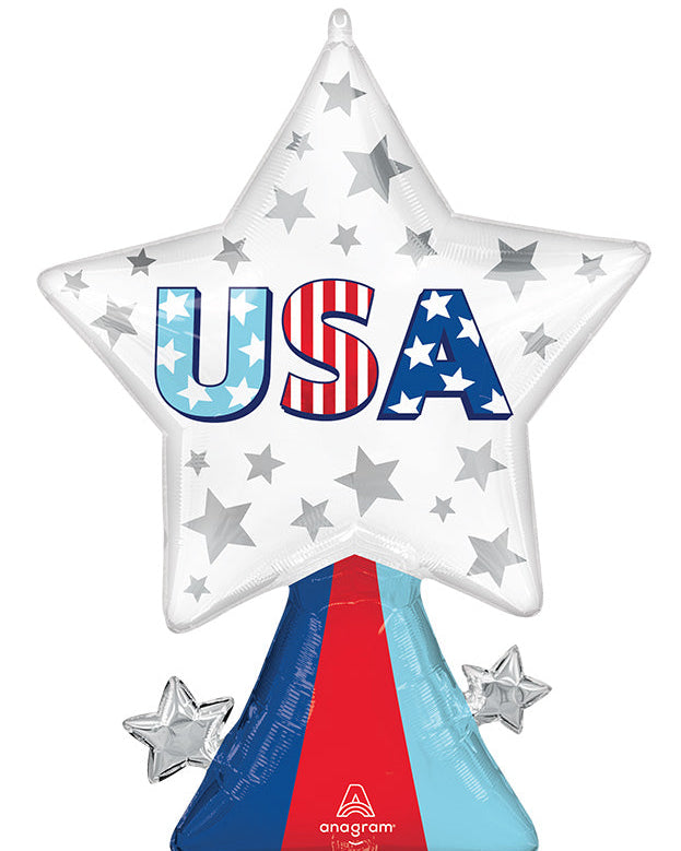 Patriotic USA Star Bursts Foil Balloon