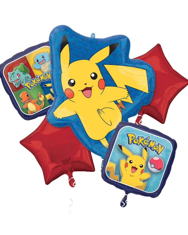 Pokémon Pikachu balloons with red and blue backgrounds on a white background