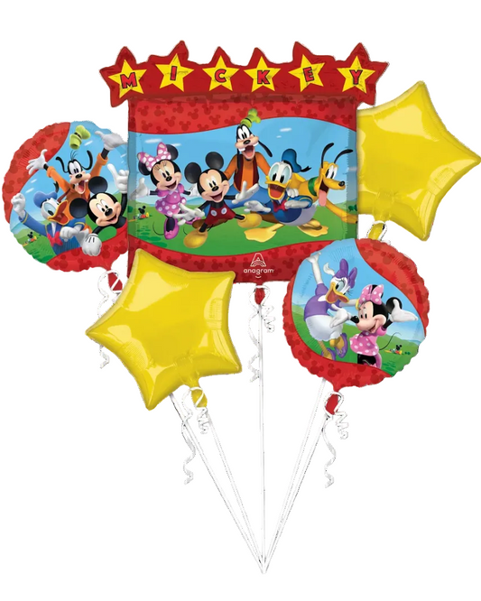Mickey Mouse balloon set with cartoon characters on a white background