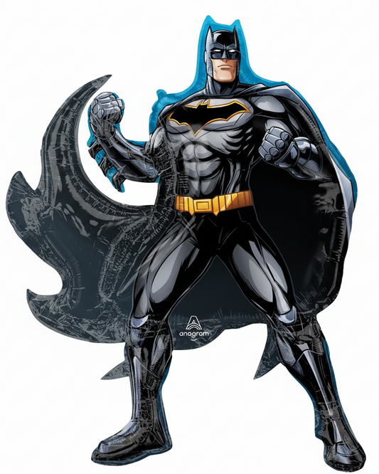 Batman-shaped balloon with a visible Anagram logo on a white background