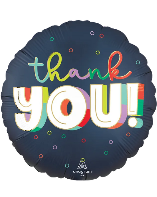 Colorful 'thank you!' balloon with Anagram logo on a white background