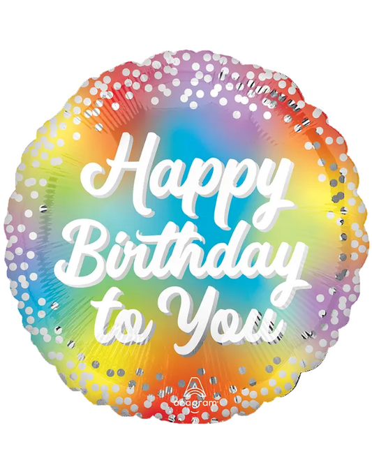 Colorful balloon with 'Happy Birthday to You' text on a white background