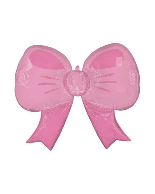 Pink bow-shaped balloon with Anagram logo on a white background