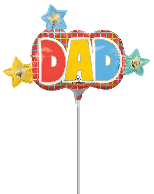 Colorful balloon with 'DAD' text on a white background