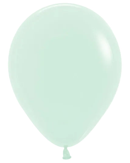 Single light green balloon on a white background