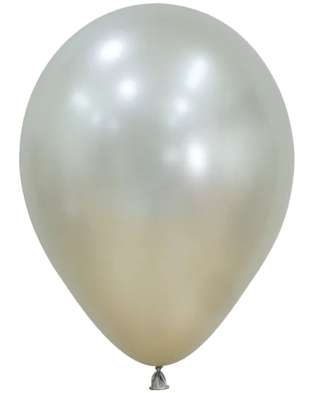 Single pearl white balloon on a white background