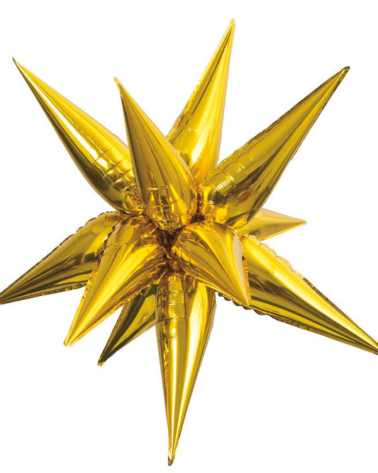 Gold metallic star-shaped balloon on a white background