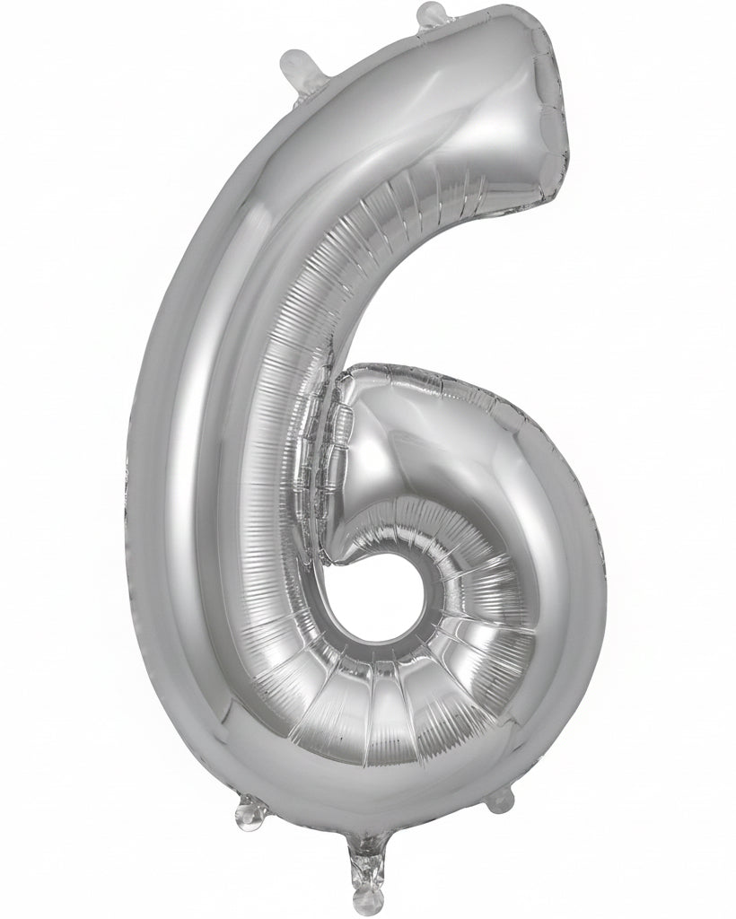 Silver number 6 balloon