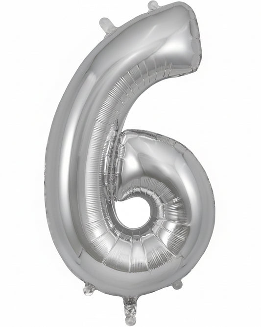 Silver number 6 balloon