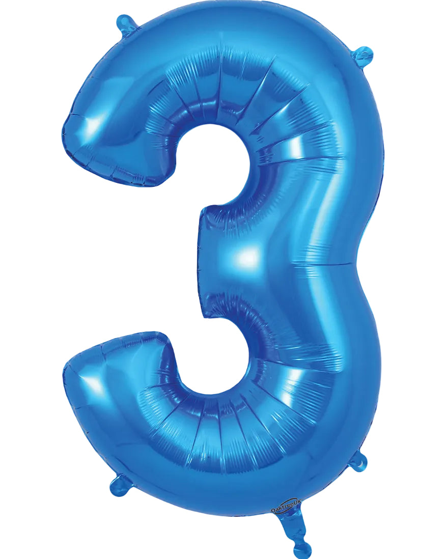 34"Blue Number 3 Foil Balloon