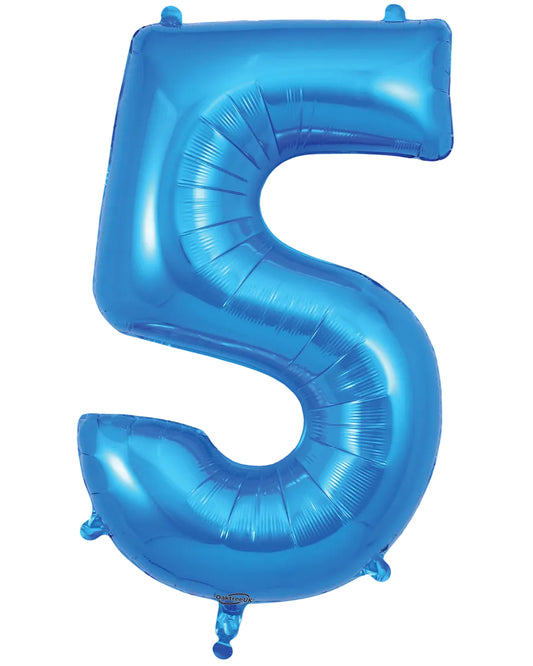 34"Blue Number 5 Foil Balloon