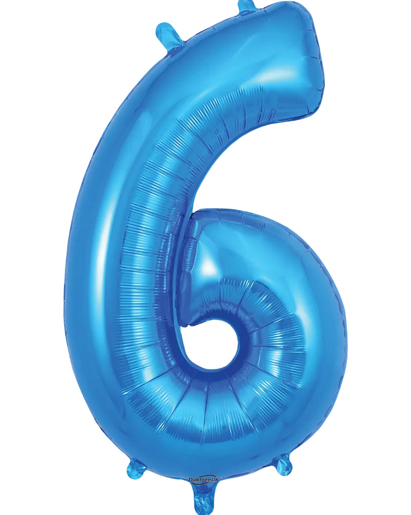 34"Blue Number 6 Foil Balloon