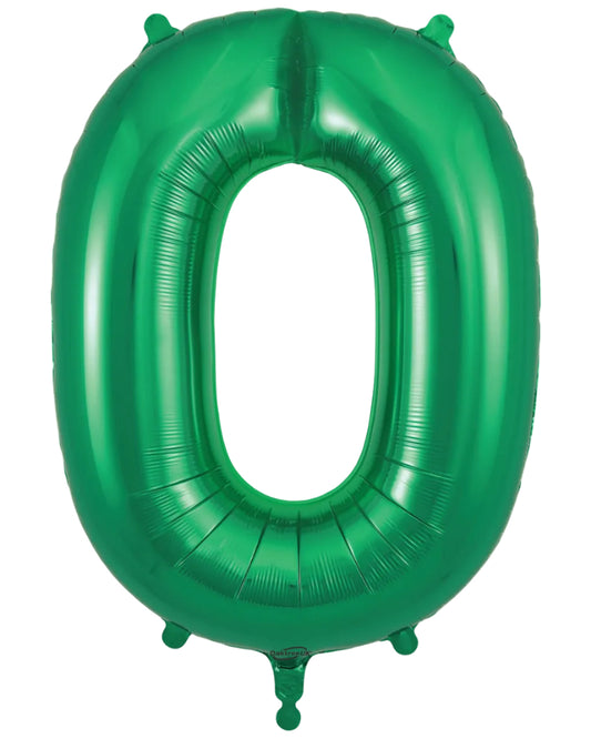 34"Number 0 Green Foil Balloon