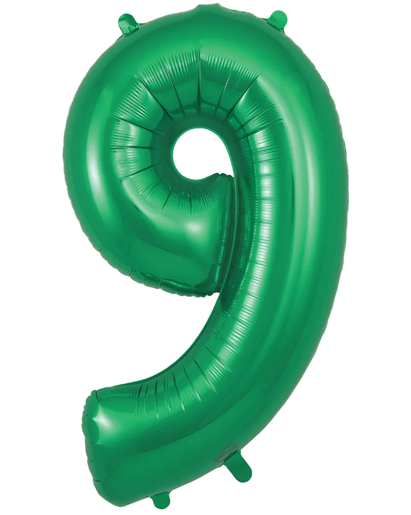 34"Number 9 Green Foil Balloon