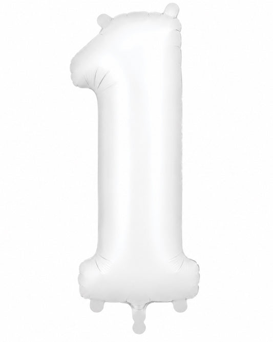 34"Number 1 Matte White Foil Balloon