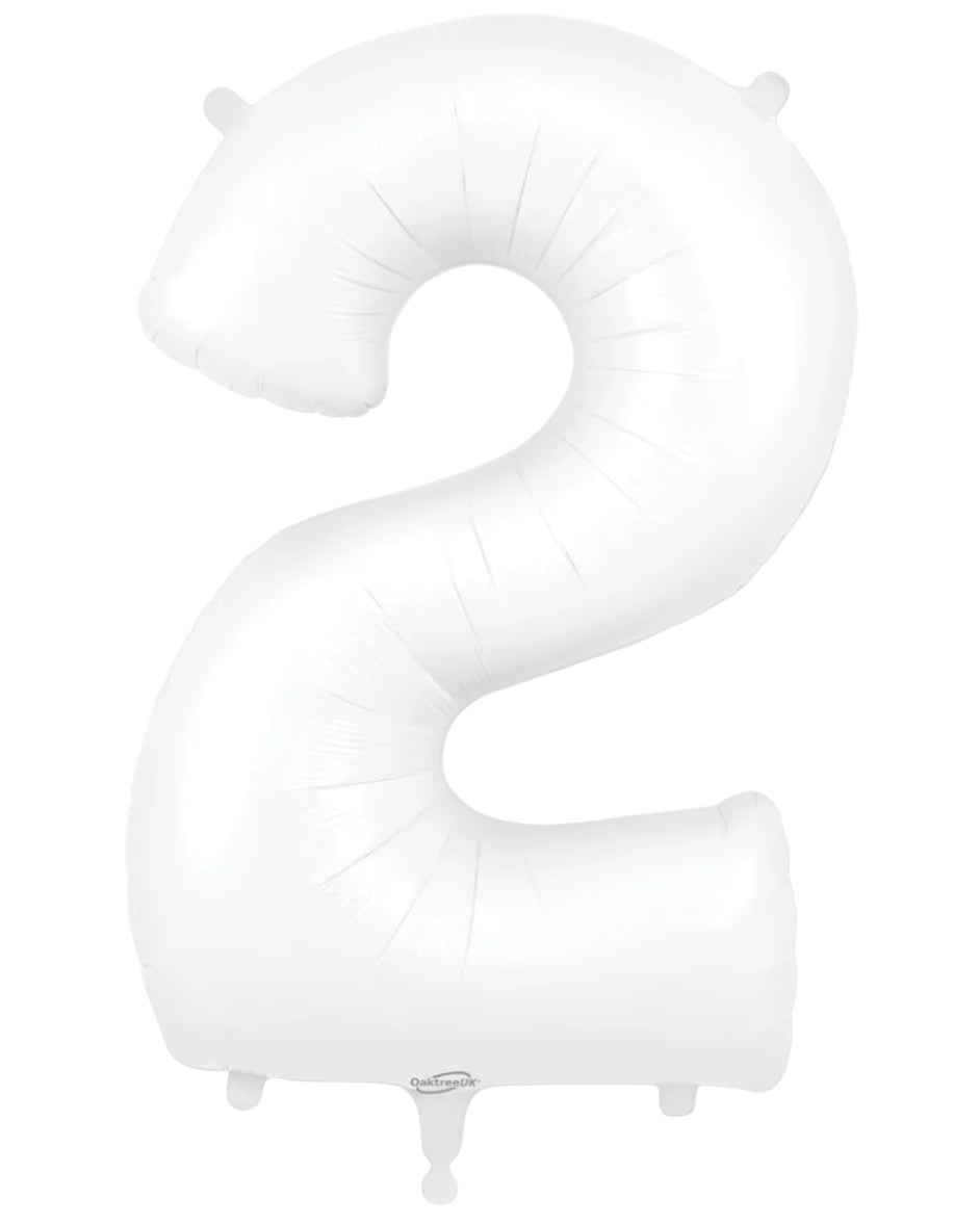 34"Number 2 Matte White Foil Balloon
