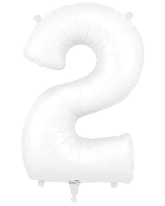 34"Number 2 Matte White Foil Balloon