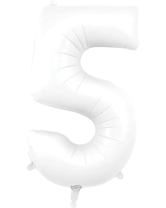 34"Number 5 Matte White Foil Balloon