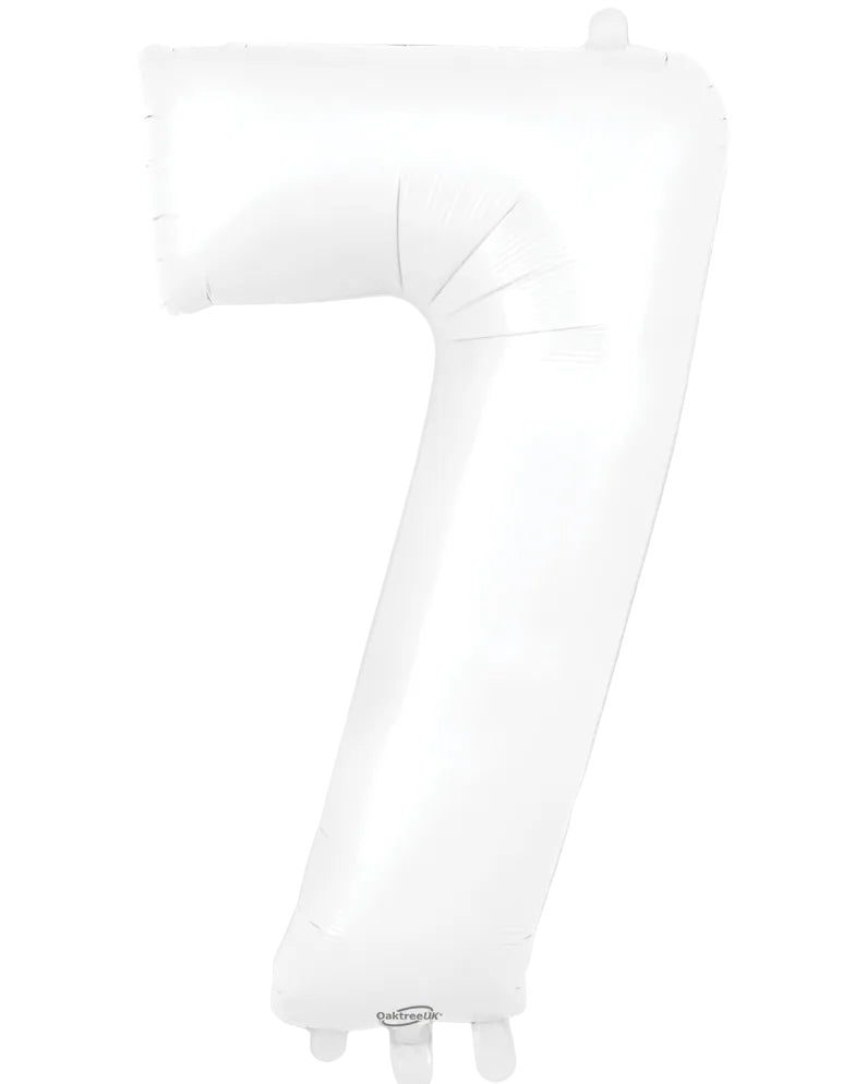 34"Number 7 Matte White Foil Balloon