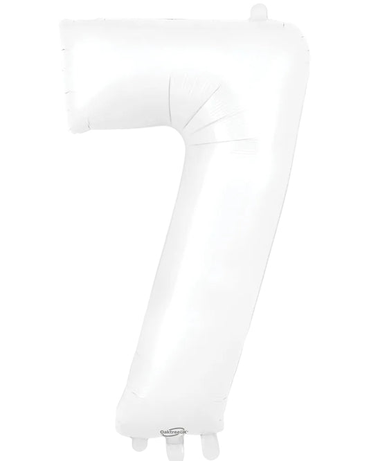 34"Number 7 Matte White Foil Balloon