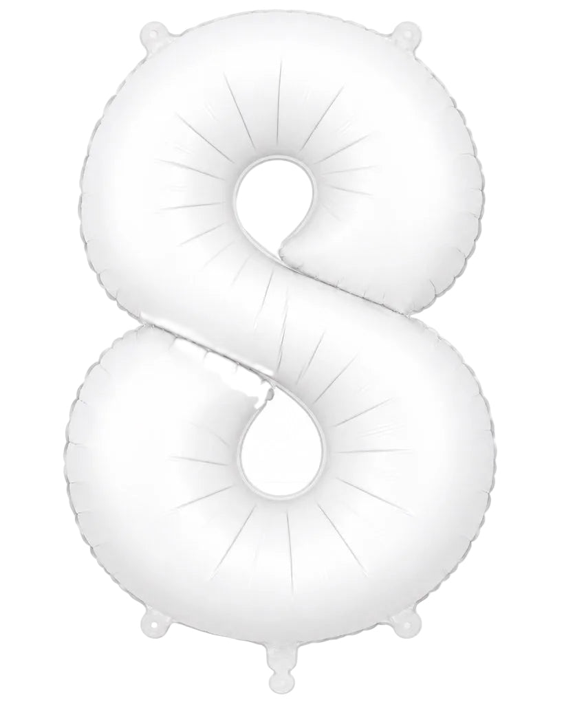 34"Number 8 Matte White Foil Balloon