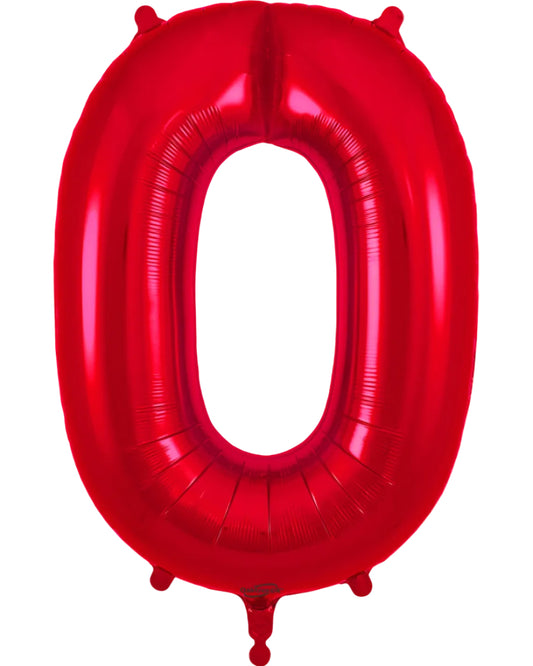 34"Number 0 Red Foil Balloon