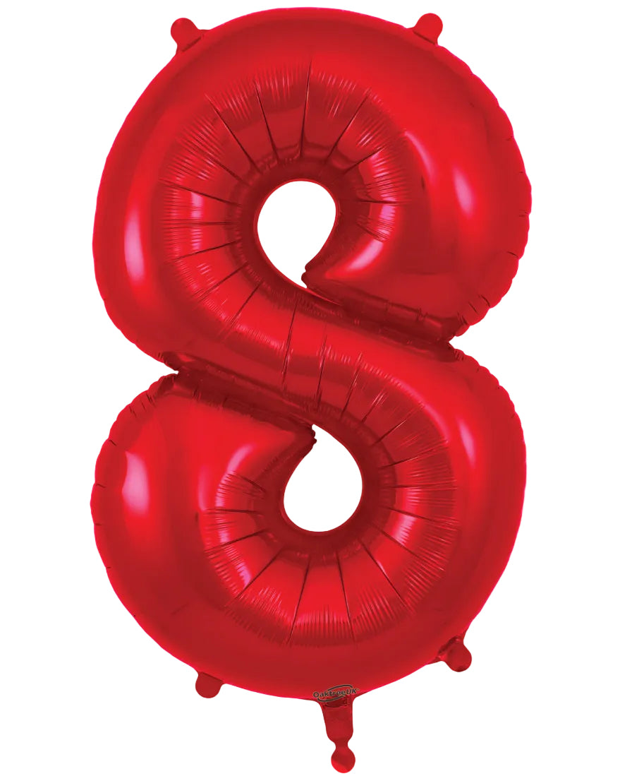 34"Number 8 Red Foil Balloon