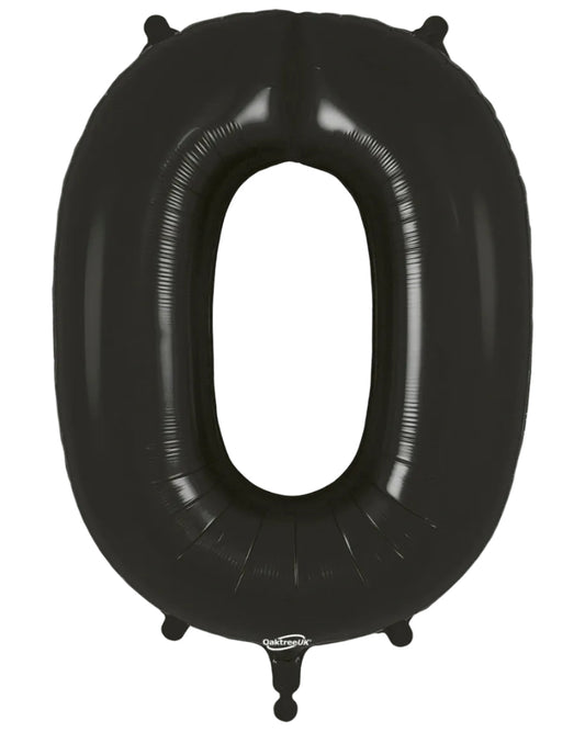 34"Black Number 0 Foil Balloon