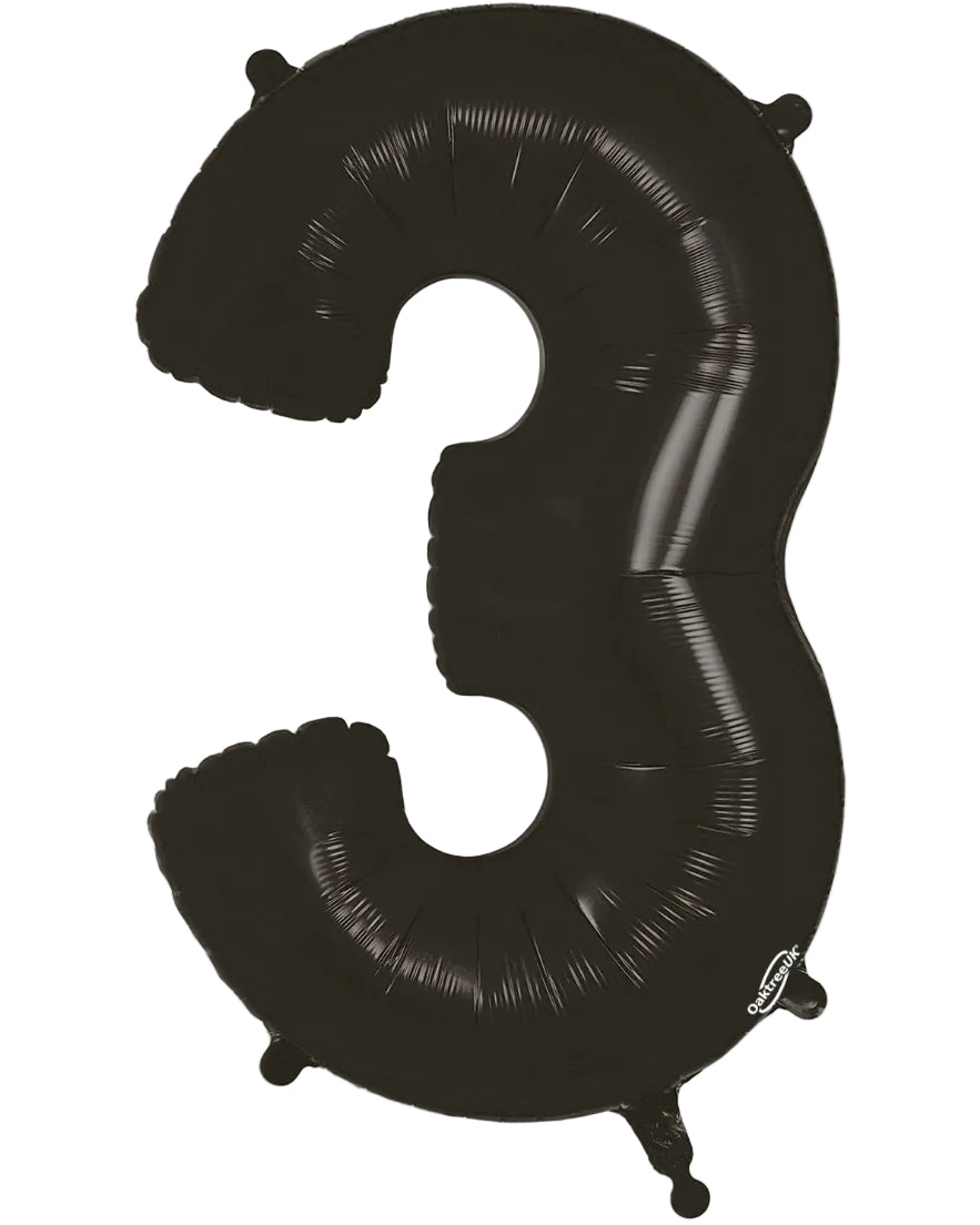 34"Black  Number 3 Foil Balloon