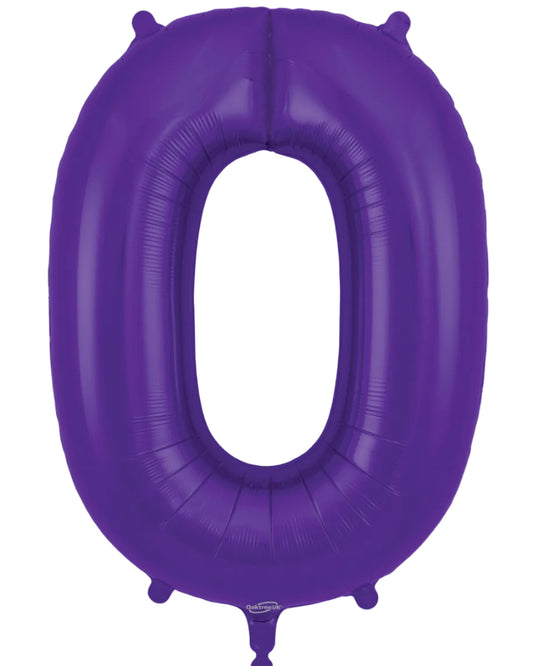 34"Purple Number 0 Foil Balloon