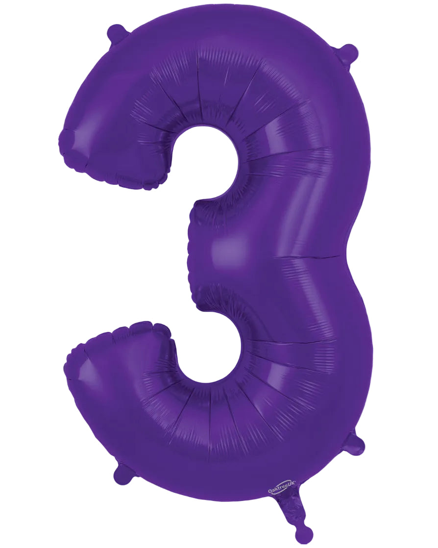 34"Purple Number 3 Foil Balloon