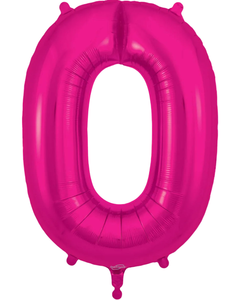 34"Hot Pink Number 0 Foil Balloon