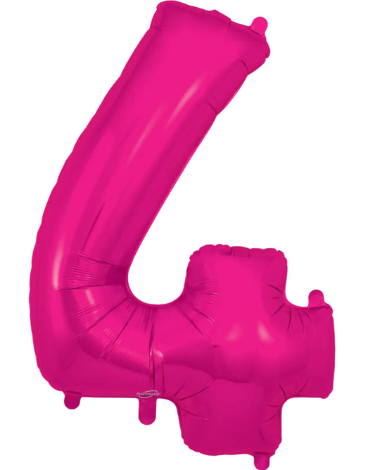 34"Hot Pink Number 4 Foil Balloon