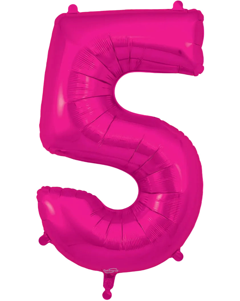 34"Hot Pink Number 5 Foil Balloon